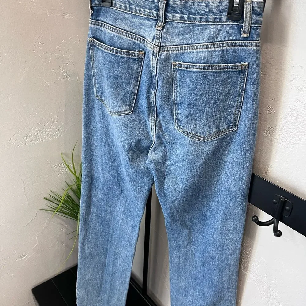 PRETTYLITTLETHING RIPPED LONG LEG STRAIGHT JEANS UK Size 10 US Size 6/28